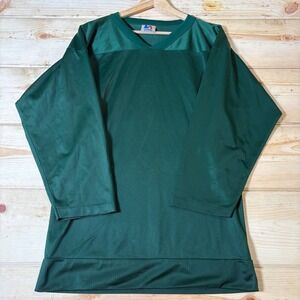 Universal Athletics Hockey Jersey LongSleeve VNeck Green Mesh Sportswear Vintage